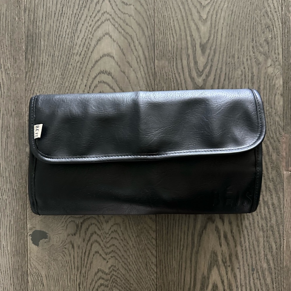 BEIS Black Fold-Over Travel Cosmetic Case